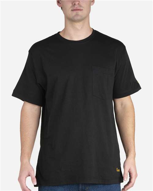 Berne Apparel Men's Lightweight Performance Pocket T-Shirt — Black — On model · front