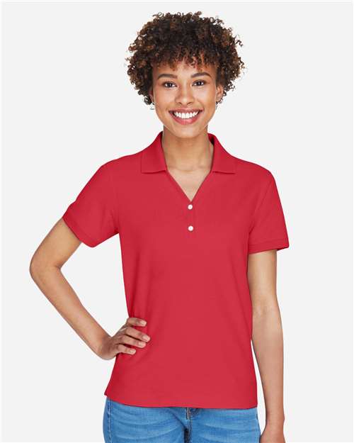 Devon & Jones Women's Pima Piqué Polo — Red — On model · front