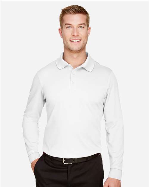 Devon & Jones Men's CrownLux Performance® Plaited Long Sleeve Polo