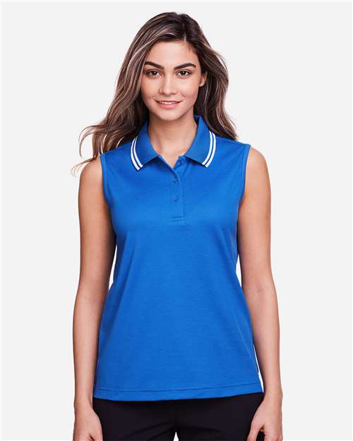 Women's CrownLux Performance® Plaited Tipped Sleeveless Polo