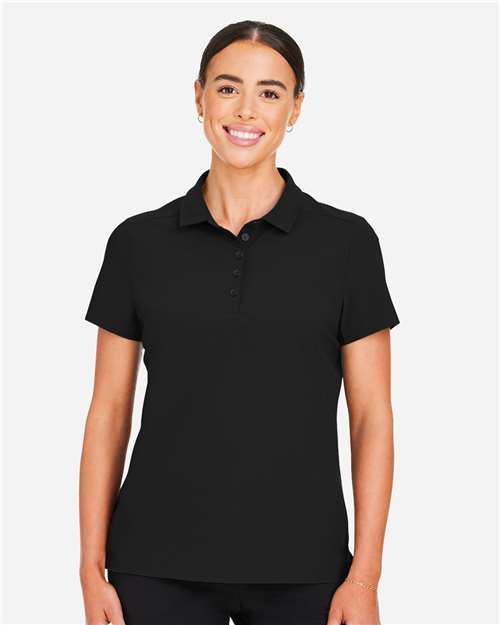 Devon & Jones Women's CrownLux Performance® Windsor Welded Polo — Black — On model · front