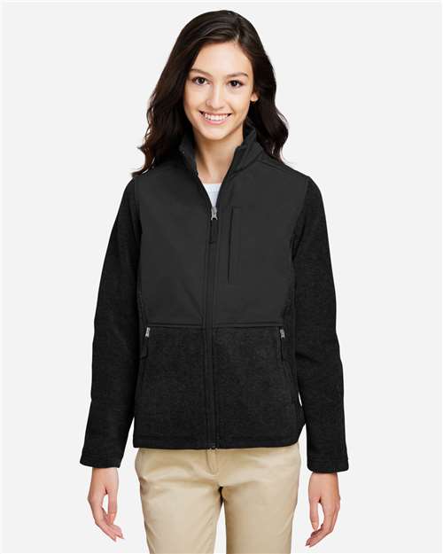 CORE365 Women's Journey Summit Hybrid Full-Zip — Black/ Black — On model · front
