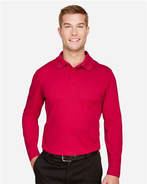 Devon & Jones Men's Tall CrownLux Performance® Plaited Long Sleeve Polo