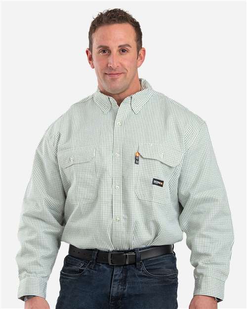 Berne Apparel Men's Tall Flame-Resistant Down Plaid Work Shirt