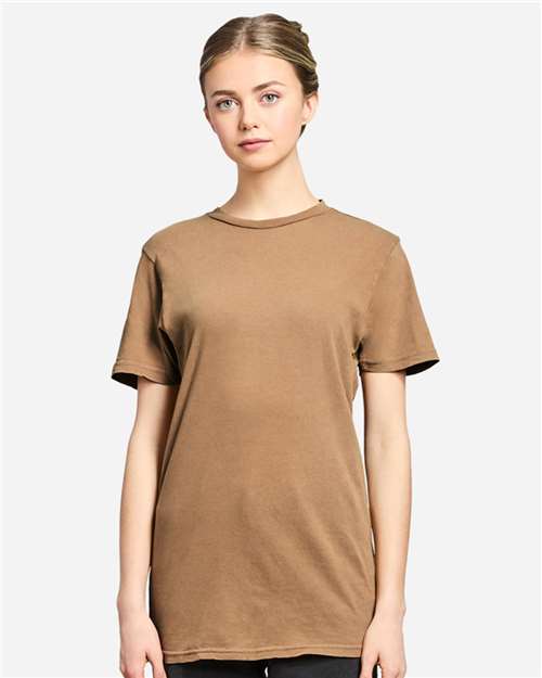 Lane Seven Unisex Vintage Tee — Vintage Camel — On model · front