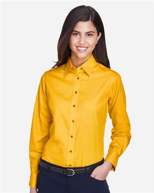 Harriton Women's Easy Blend™ Twill Dress Shirt with Stain-Release