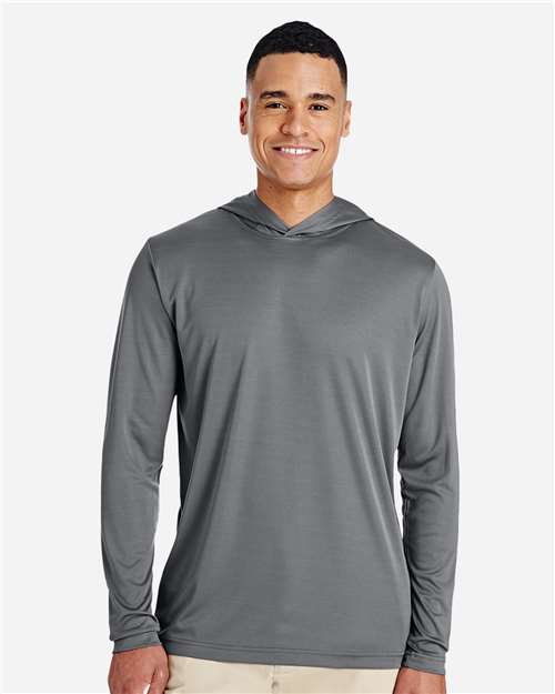Team 365 Men's Zone Performance Hooded T-Shirt — Sport Graphite — On model · front