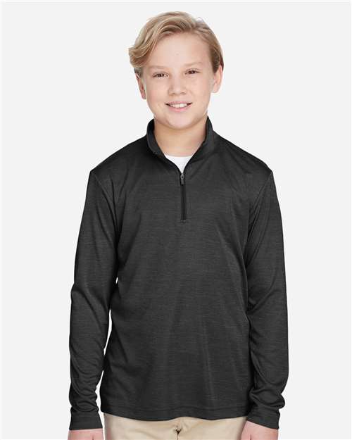 Team 365 Youth Zone Sonic Heather Performance Quarter-Zip Pullover
