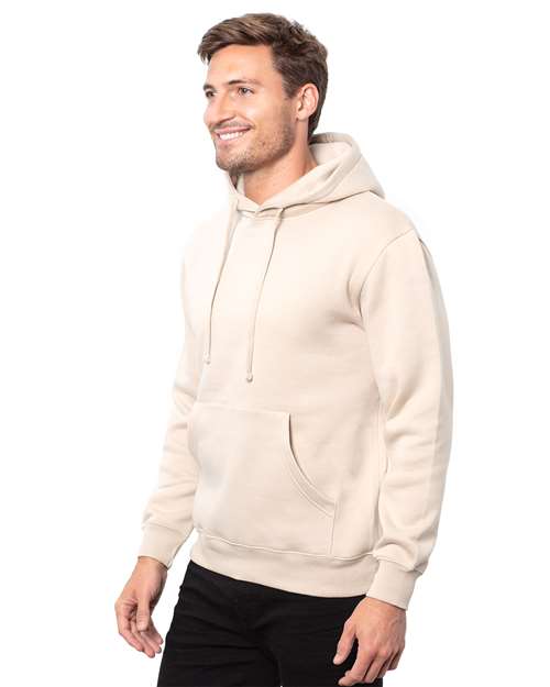 Threadfast Apparel Unisex Epic Fleece Pullover Hooded Sweatshirt — Sand — On model · side