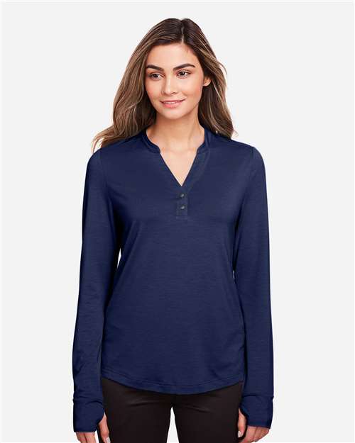 North End Women's JAQ Stretch Performance V-Neck Snap Pullover