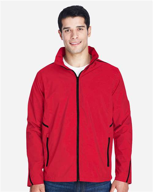 Team 365 Unisex Conquest Jacket with Mesh Lining — Sport Red — On model · front