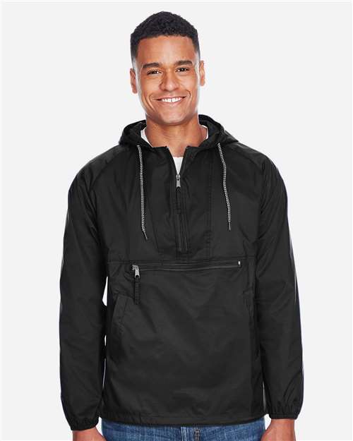 Harriton Men's Packable Hooded Nylon Jacket