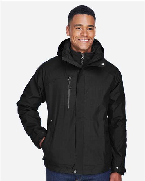 North End Men's Caprice 3-in-1 Jacket with Soft Shell Liner — Black — On model · front