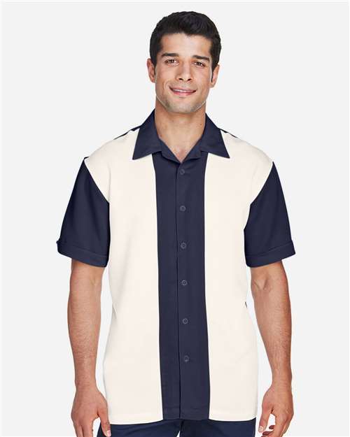 Harriton Men's Two-Tone Camp Shirt
