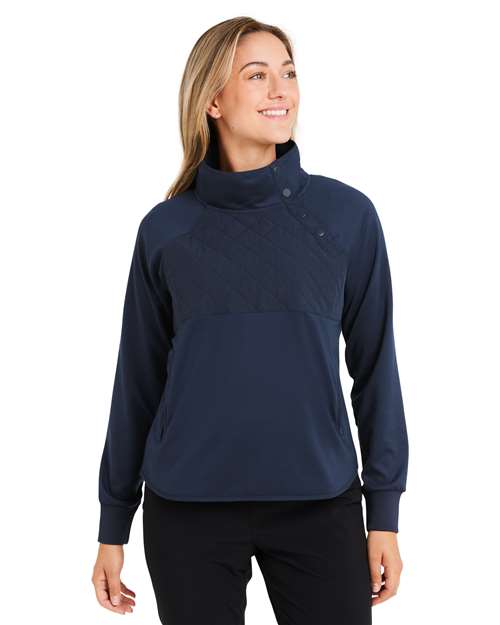 Swannies Women's Ellis Snap Neck Pullover — Navy — On model · front
