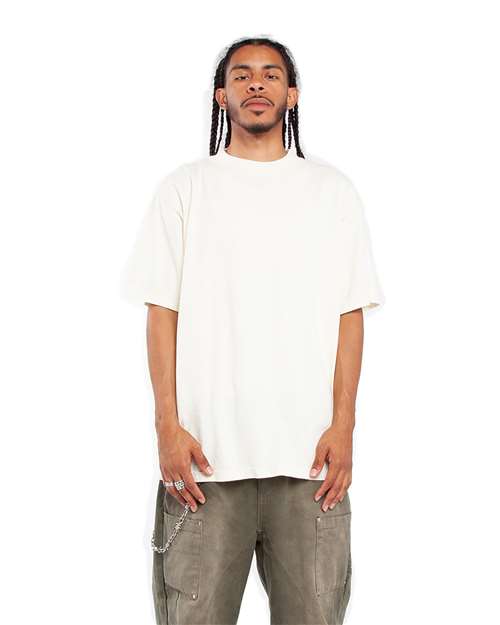Shaka Wear Unisex Max Heavyweight Garment-Dyed Tee — Cream — On model · front