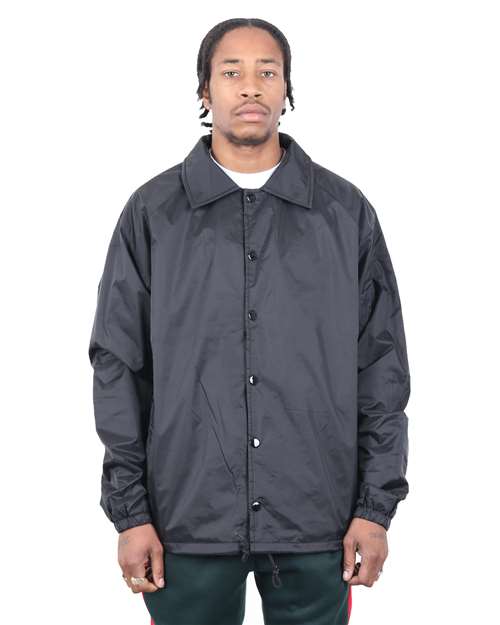 Shaka Wear Unisex Coaches Jacket — Black — On model · front