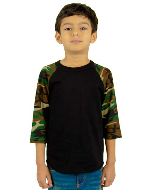 Shaka Wear Youth Camo Raglan Tee