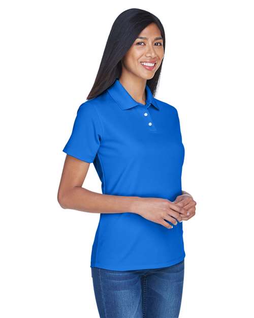 UltraClub Women's Cool & Dry Stain-Release Performance Polo — Royal — On model · side