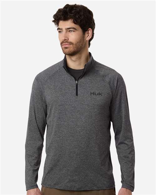 HUK Men's Airweight Heather Quarter-Zip Pullover