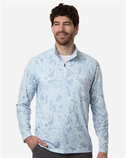 HUK Men's Airweight KC Printed Quarter-Zip Pullover
