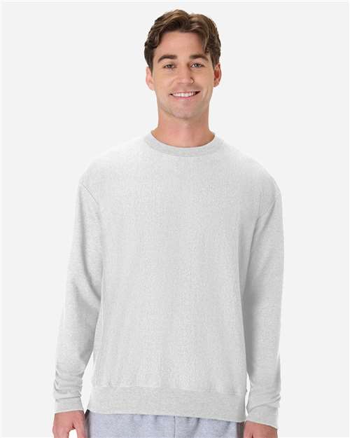 Hanes Unisex Beefy® Sweats Premium Heavyweight Crewneck Sweatshirt — Ash — On model · front