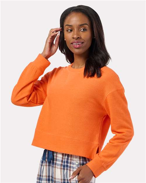 Women's Rib Knit Corded Boxy Crewneck Sweatshirt