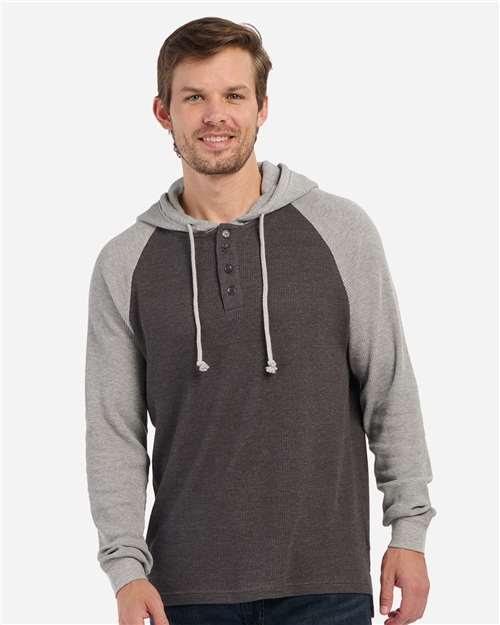 Unisex Waffle Knit Pullover Hooded Long Sleeve T-Shirt