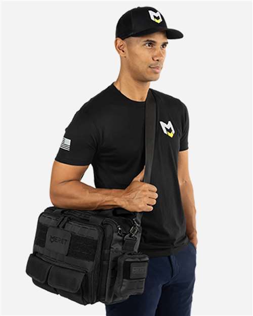 MERET Commander 15L Black Tactical Shoulder Bag — Black — On model · front