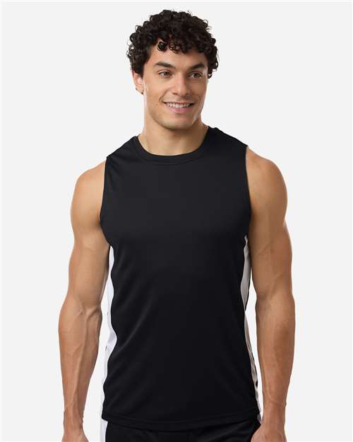 Team 365 Unisex Zone Performance Reversible Jersey — Black/ White — On model · front