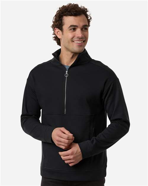 North End Men's Mantra Half-Zip Ottoman Pullover — Black — On model · front