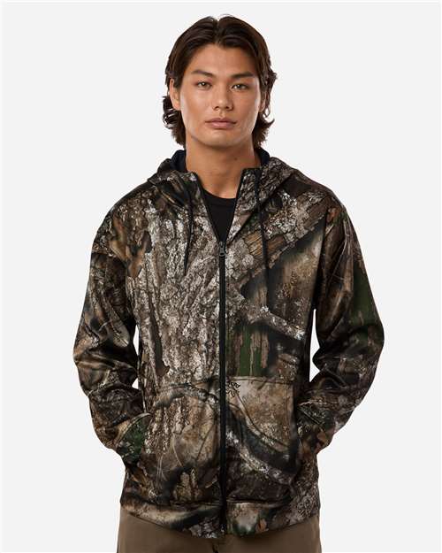 RealTree Unisex Realtree® Performance Full-Zip Hooded Sweatshirt — Camo — On model · front
