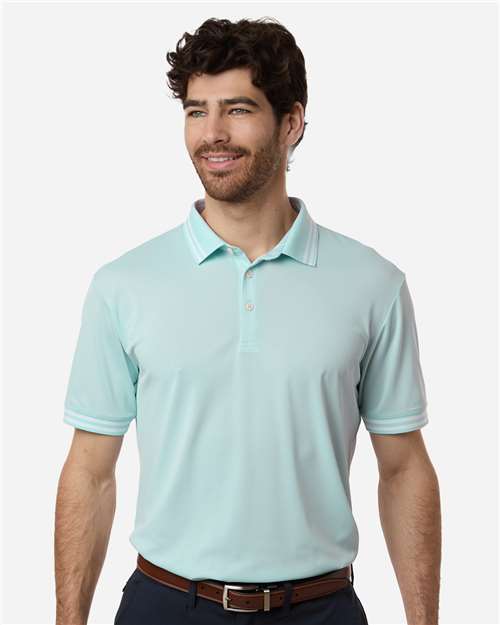 Swannies Men's Thatcher Tipped Polo — Sky — On model · front
