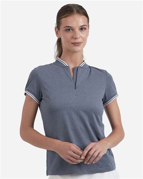 Swannies Women's Tara Tipped Polo — Navy Heather — On model · front