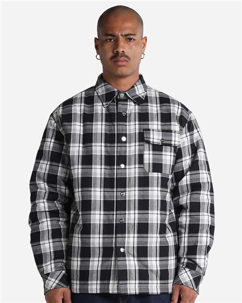 Shaka Wear Unisex Plaid Jacket 2.0 — Black — On model · front