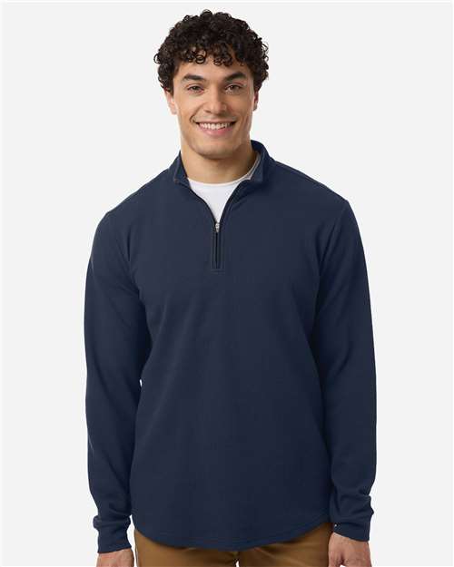 Swannies Men's Luke Quarter-Zip Pullover — Navy — On model · front