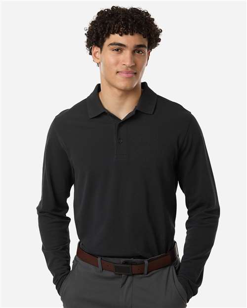 Harriton Men's Valiant Cotton Snag Protect Long-Sleeve Polo