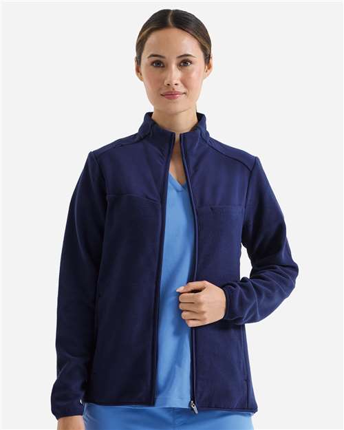 Onna Women's Agility Panelled Fleece Full-Zip Jacket — Action Navy — On model · front