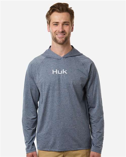 HUK Men's Airweight Hooded Pullover — Coastal Drift Heather