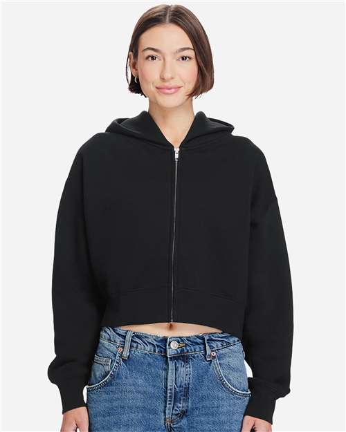 Women's Relaxed Cropped Full-Zip Hoodie Sweatshirt