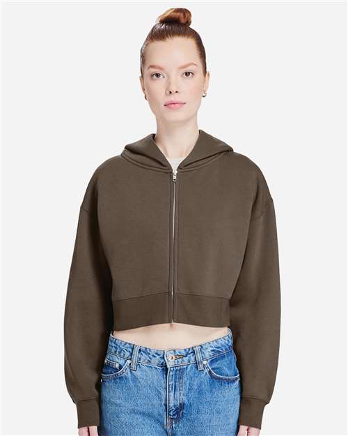 Women's Relaxed Cropped Full-Zip Hoodie Sweatshirt