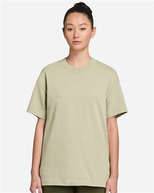 Lane Seven Unisex Heavy Core Tee — Moss Grey — On model · front