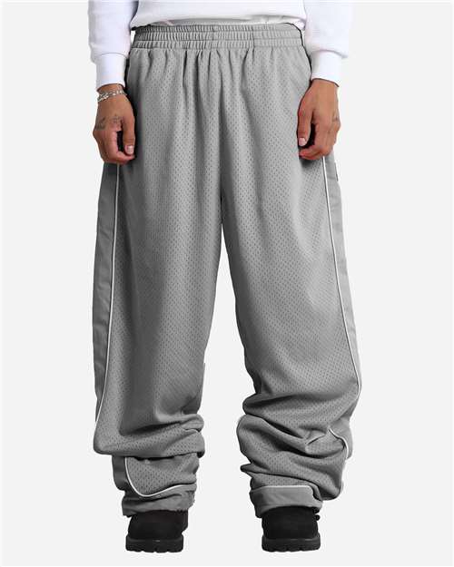 Shaka Wear Unisex Super Mesh Pants — Grey — On model · front