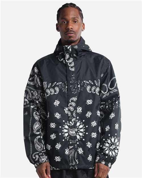 Shaka Wear Unisex Windbreaker Jacket 2.0 — Paisely — On model · front