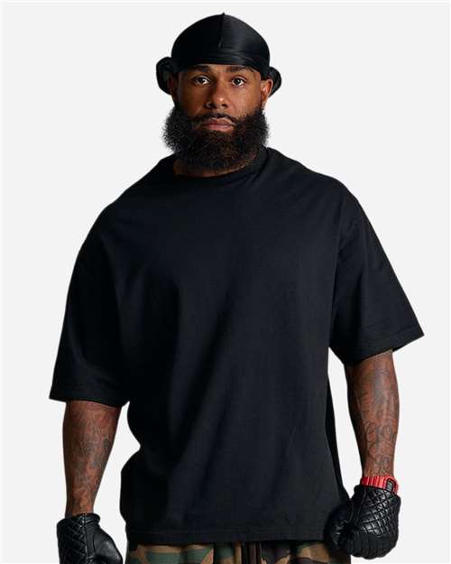 Shaka Wear Unisex 6.5oz Retro Garment-Dyed Tee — Black — On model · front