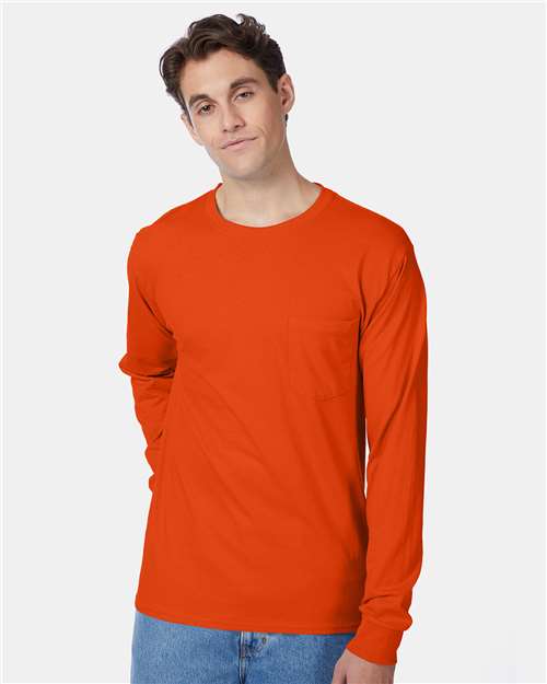Hanes Unisex Authentic Long Sleeve Pocket T-Shirt