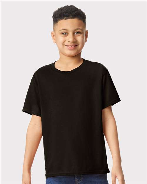 Gildan Youth Heavy Cotton™ T-Shirt — Black — On model · front