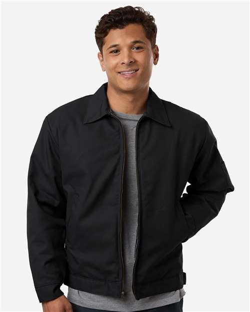 Red Kap Men's Waist Length Jacket — Black — On model · front