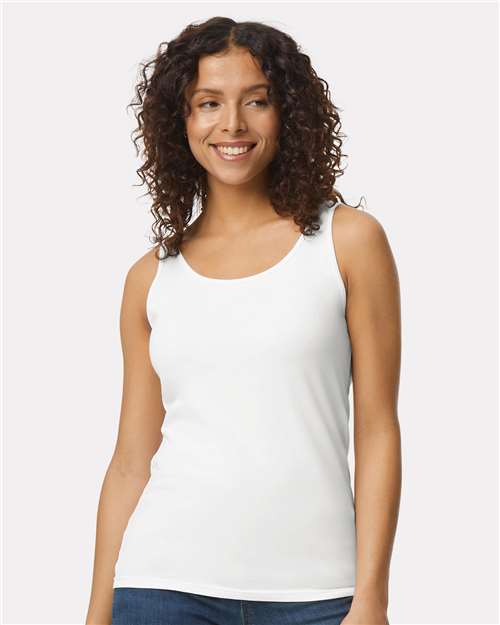 Gildan Women's Softstyle® Tank Top — White — On model · front