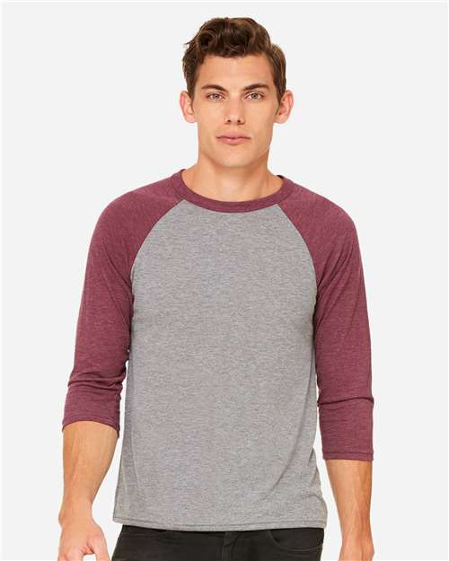 BELLA + CANVAS Unisex Three-Quarter Sleeve Baseball Tee